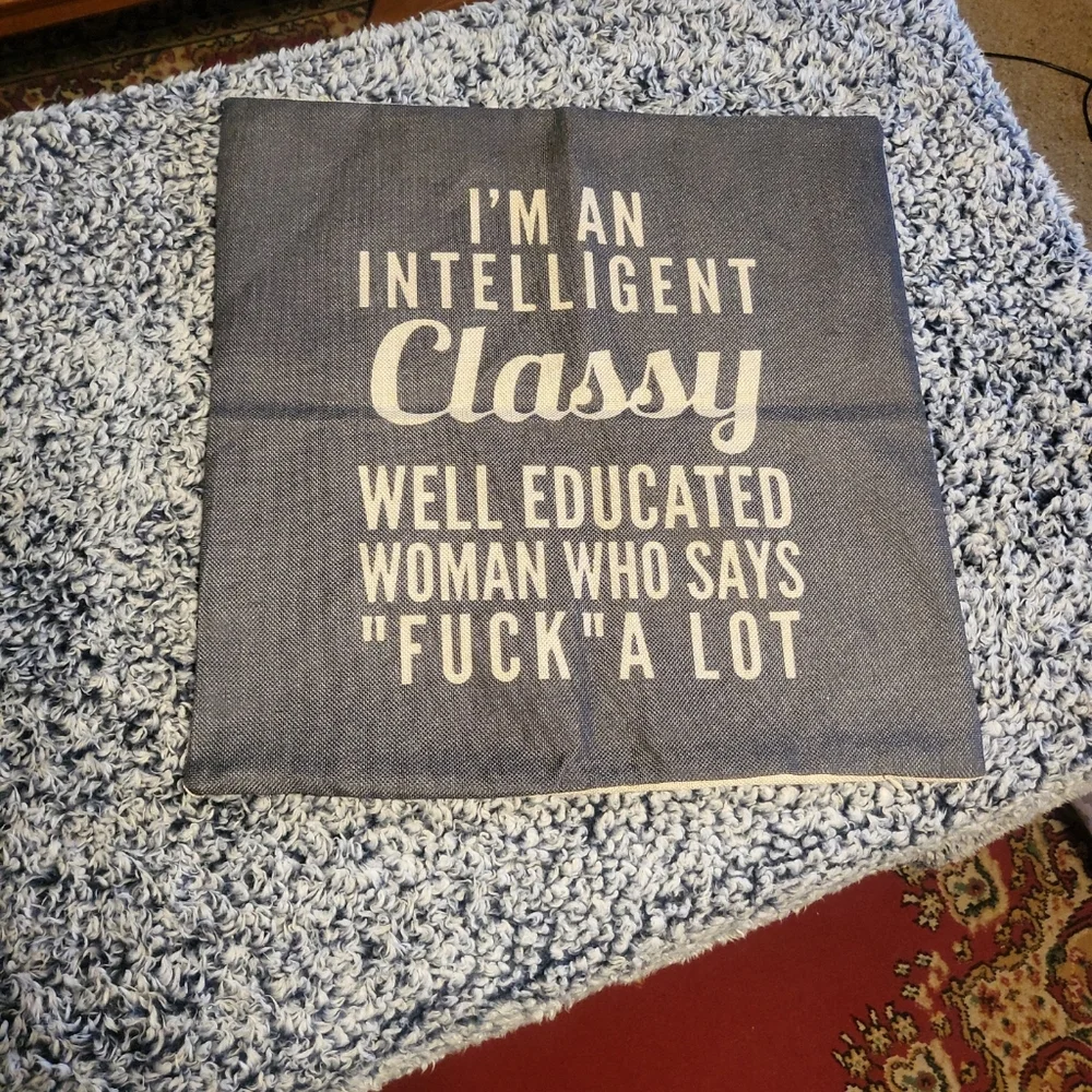 Classy Intelligent Woman Funny Quote Accent Pillow Cover - NWOT